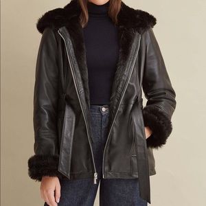 Wilson’s Leather Coat with hoody & faux fur lining